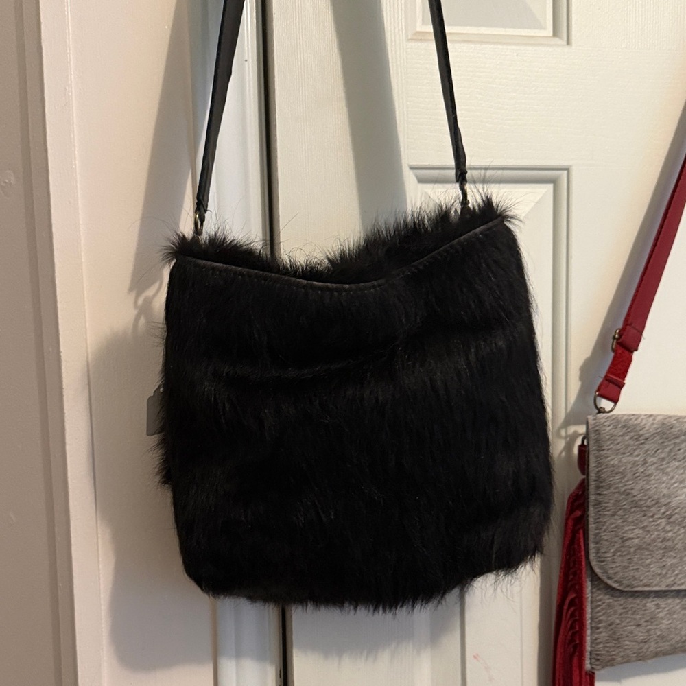 Luxurious Black Faux Fur Shoulder Bag